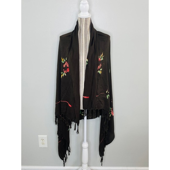 Hibiscus Collection Brown Floral Sarong Wrap Tropical Resort Vacation Beach - Picture 3 of 5